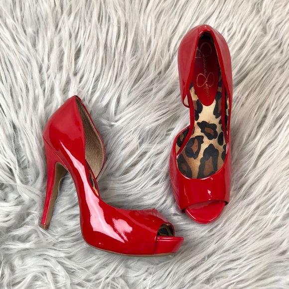 Jessica Simpson Shoes - Jessica Simpson Red Peeptoe Pumps